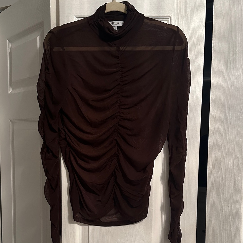 Jean Paul Gaulltier looking Dark Brown Ruched Blouse